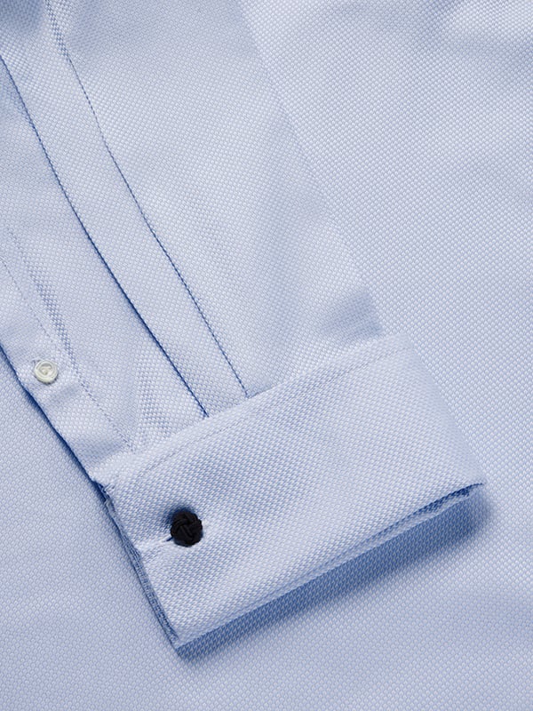 Cione Sky Solid Full Sleeve Double Cuff Tailored Fit Classic Formal Two Ply Mercerized Cotton Shirt
