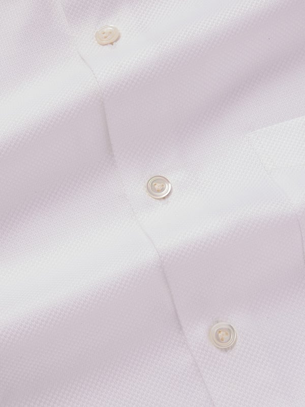 Cione White Solid Full Sleeve Double Cuff Tailored Fit Classic Formal Two Ply Mercerized Cotton Shirt