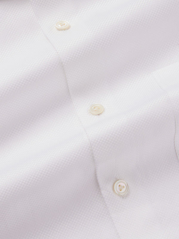 Cione White Solid Full Sleeve Single Cuff Tailored Fit Classic Formal Two Ply Mercerized Cotton Shirt