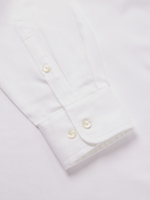 Cione White Solid Full Sleeve Single Cuff Tailored Fit Classic Formal Two Ply Mercerized Cotton Shirt