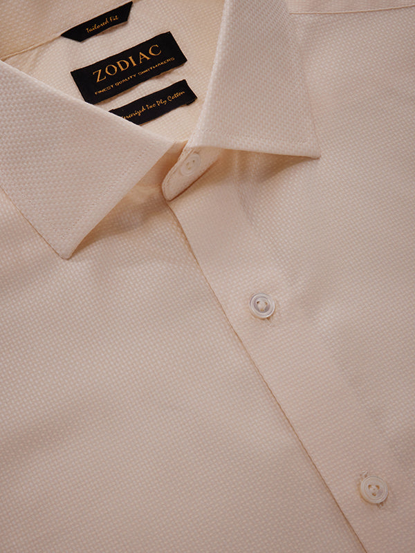 Cione Cream Solid Full Sleeve Single Cuff Tailored Fit Classic Formal Two Ply Mercerized Cotton Shirt