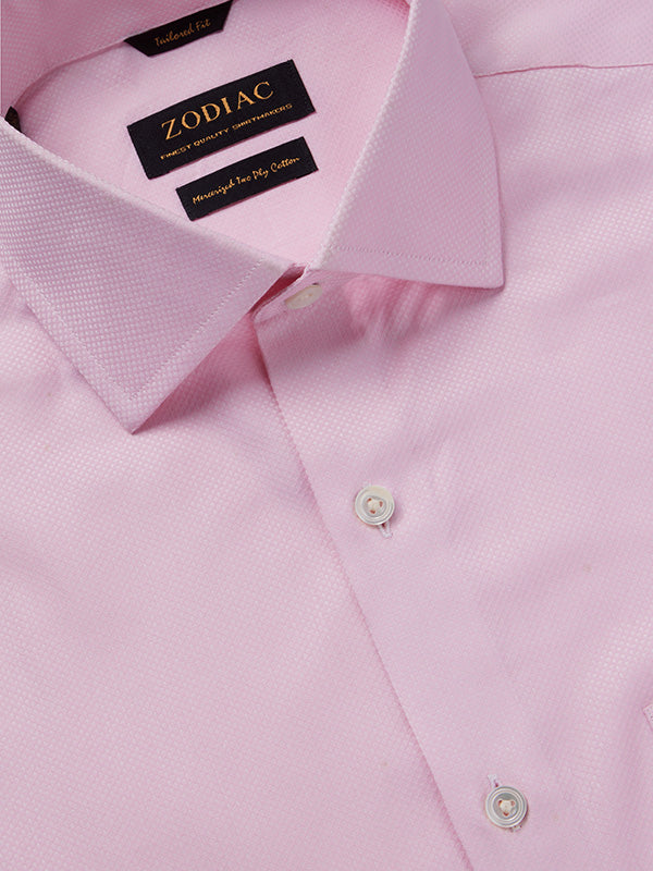 Cione Pink Solid Full Sleeve Double Cuff Tailored Fit Classic Formal Two Ply Mercerized Cotton Shirt