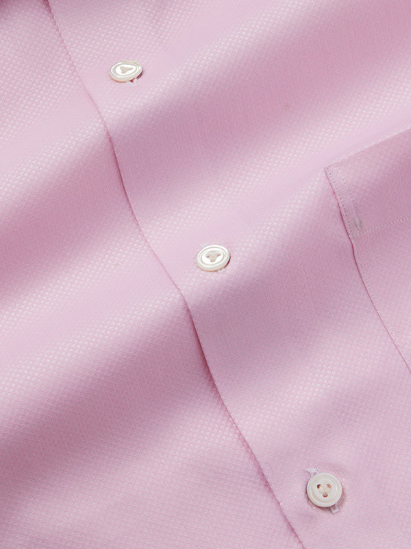 Cione Pink Solid Full Sleeve Double Cuff Tailored Fit Classic Formal Two Ply Mercerized Cotton Shirt