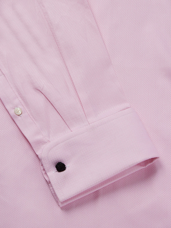 Cione Pink Solid Full Sleeve Double Cuff Tailored Fit Classic Formal Two Ply Mercerized Cotton Shirt