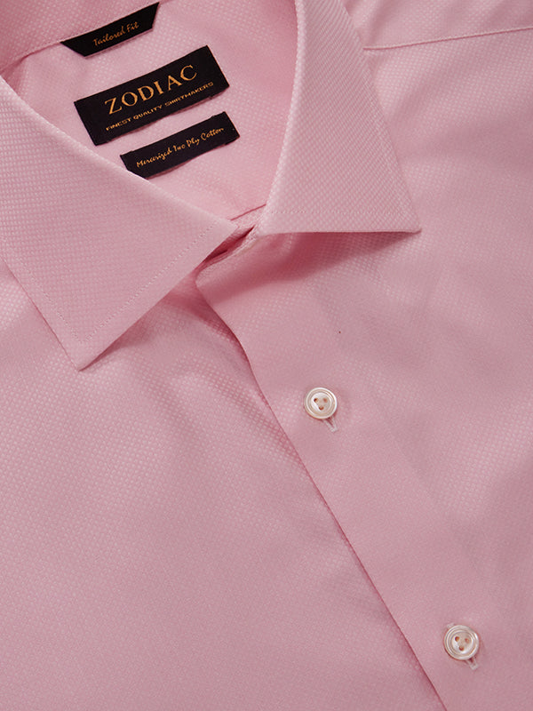 Cione Pink Solid Half Sleeve Tailored Fit Classic Formal Two Ply Mercerized Cotton Shirt