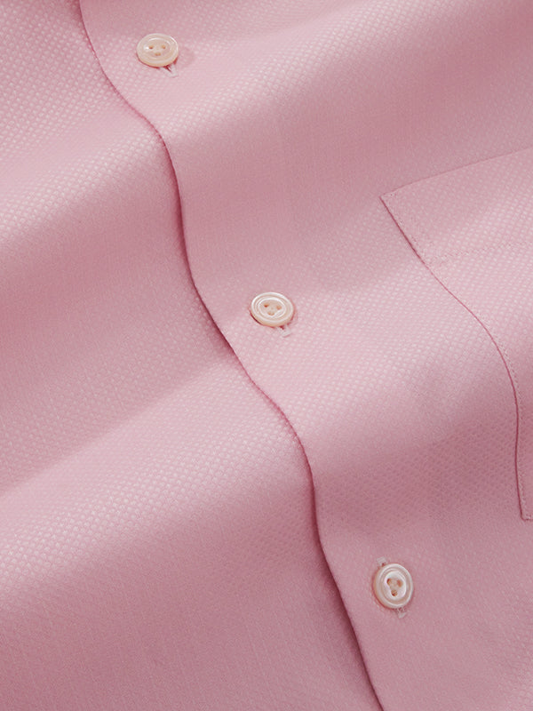 Cione Pink Solid Half Sleeve Tailored Fit Classic Formal Two Ply Mercerized Cotton Shirt