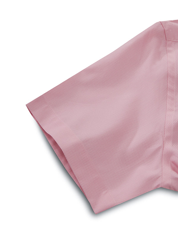 Cione Pink Solid Half Sleeve Tailored Fit Classic Formal Two Ply Mercerized Cotton Shirt