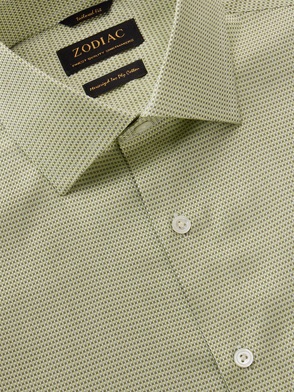 Cione Olive Solid Full Sleeve Single Cuff Tailored Fit Classic Formal Two Ply Mercerized Cotton Shirt