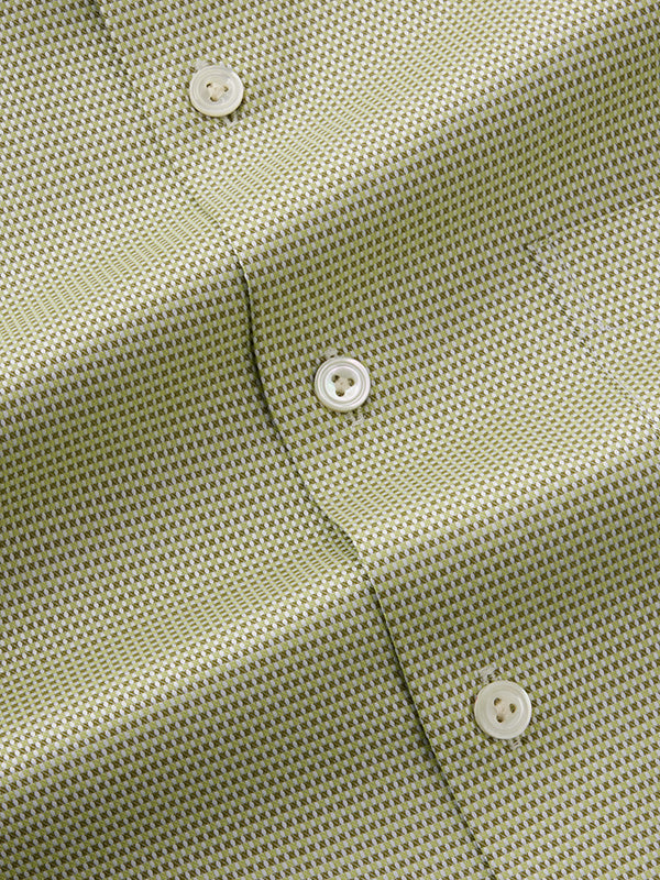 Cione Olive Solid Full Sleeve Single Cuff Tailored Fit Classic Formal Two Ply Mercerized Cotton Shirt