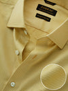 Cione Yellow Solid Full Sleeve Single Cuff Tailored Fit Classic Formal Two Ply Mercerized Cotton Shirt