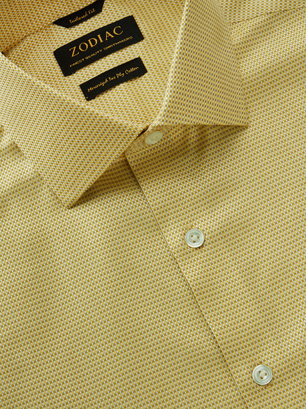 Cione Yellow Solid Full Sleeve Single Cuff Tailored Fit Classic Formal Two Ply Mercerized Cotton Shirt