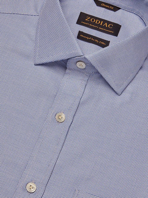 Cione Blue Solid Full Sleeve Double Cuff Classic Fit Classic Formal Two Ply Mercerized Cotton Shirt