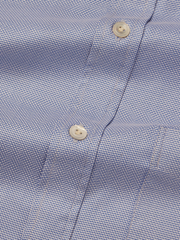 Cione Blue Solid Full Sleeve Double Cuff Classic Fit Classic Formal Two Ply Mercerized Cotton Shirt