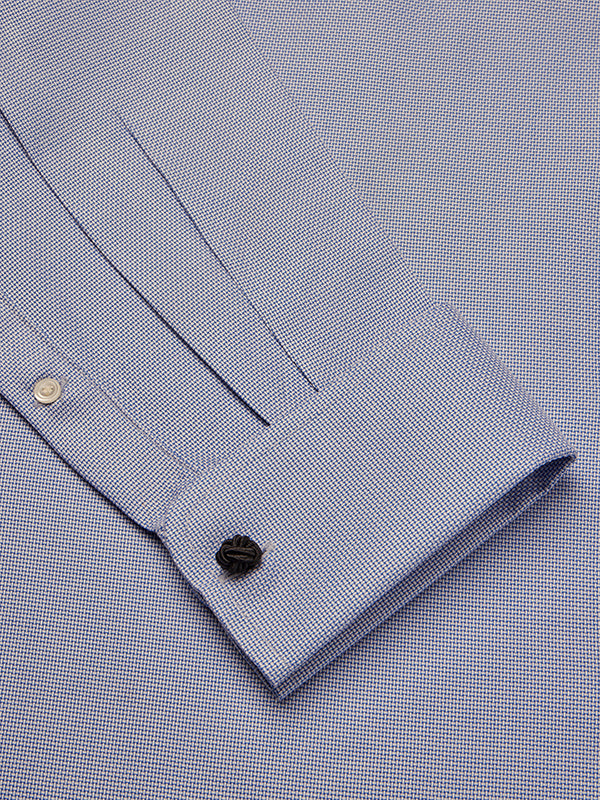 Cione Blue Solid Full Sleeve Double Cuff Classic Fit Classic Formal Two Ply Mercerized Cotton Shirt