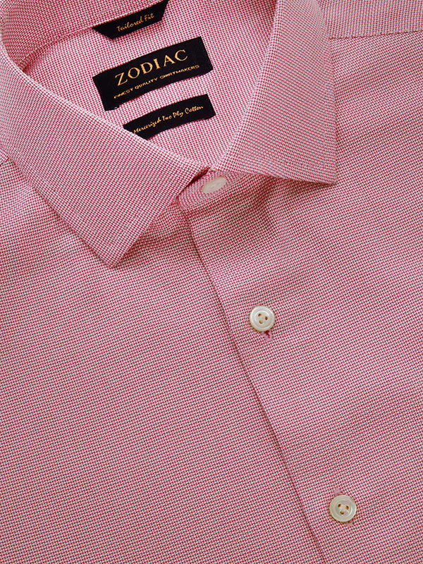 Cione Red Solid Full Sleeve Single Cuff Tailored Fit Classic Formal Two Ply Mercerized Cotton Shirt