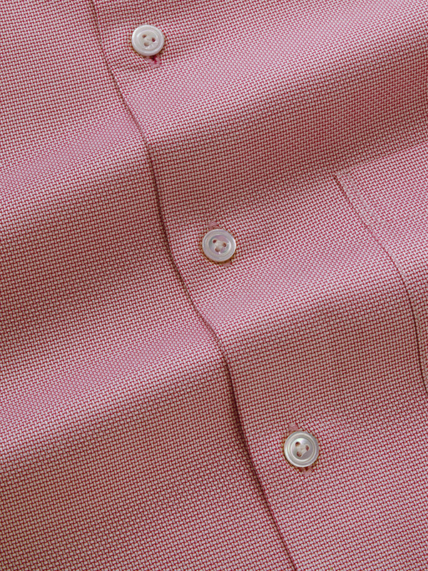 Cione Red Solid Full Sleeve Single Cuff Tailored Fit Classic Formal Two Ply Mercerized Cotton Shirt