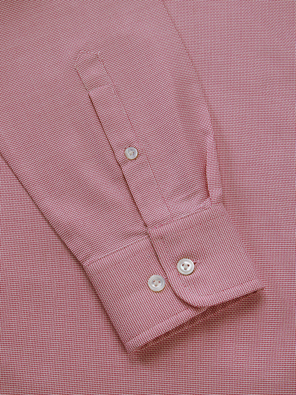 Cione Red Solid Full Sleeve Single Cuff Tailored Fit Classic Formal Two Ply Mercerized Cotton Shirt