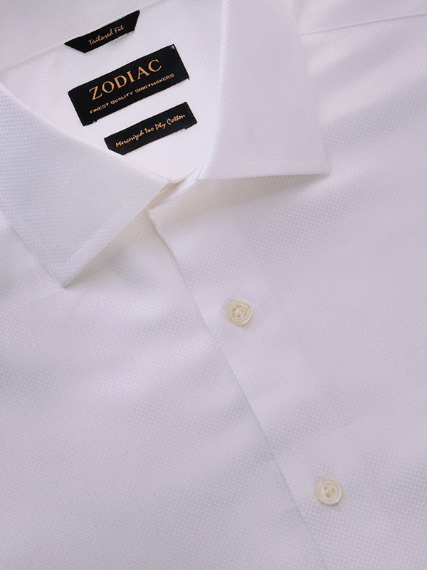 Cione White Solid Full Sleeve Single Cuff Tailored Fit Classic Formal Two Ply Mercerized Cotton Without Pocket Shirt