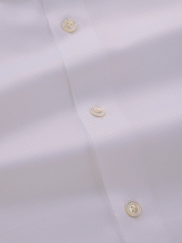 Cione White Solid Full Sleeve Single Cuff Tailored Fit Classic Formal Two Ply Mercerized Cotton Without Pocket Shirt