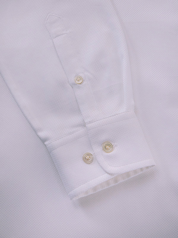 Cione White Solid Full Sleeve Single Cuff Tailored Fit Classic Formal Two Ply Mercerized Cotton Without Pocket Shirt