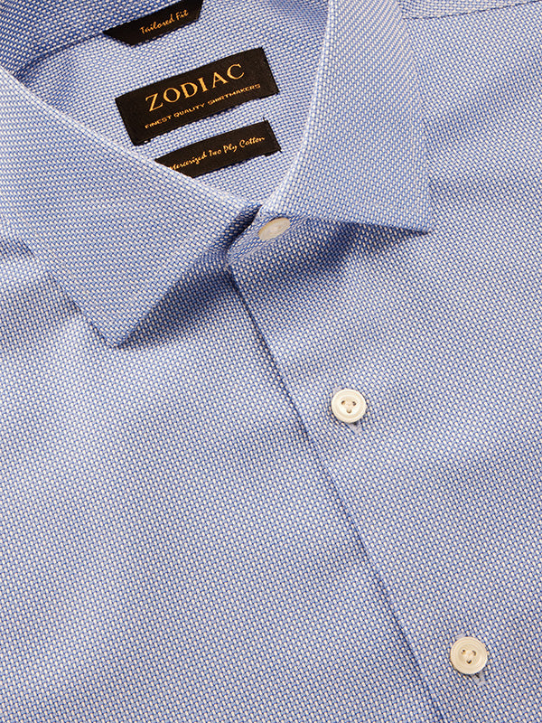 Cione Blue Solid Full Sleeve Single Cuff Tailored Fit Classic Formal Two Ply Mercerized Cotton Without Pocket Shirt