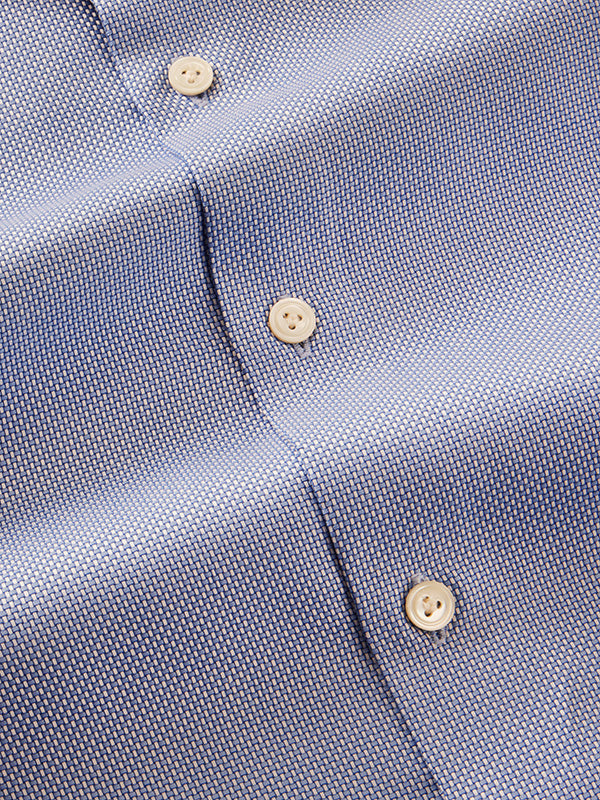 Cione Blue Solid Full Sleeve Single Cuff Tailored Fit Classic Formal Two Ply Mercerized Cotton Without Pocket Shirt
