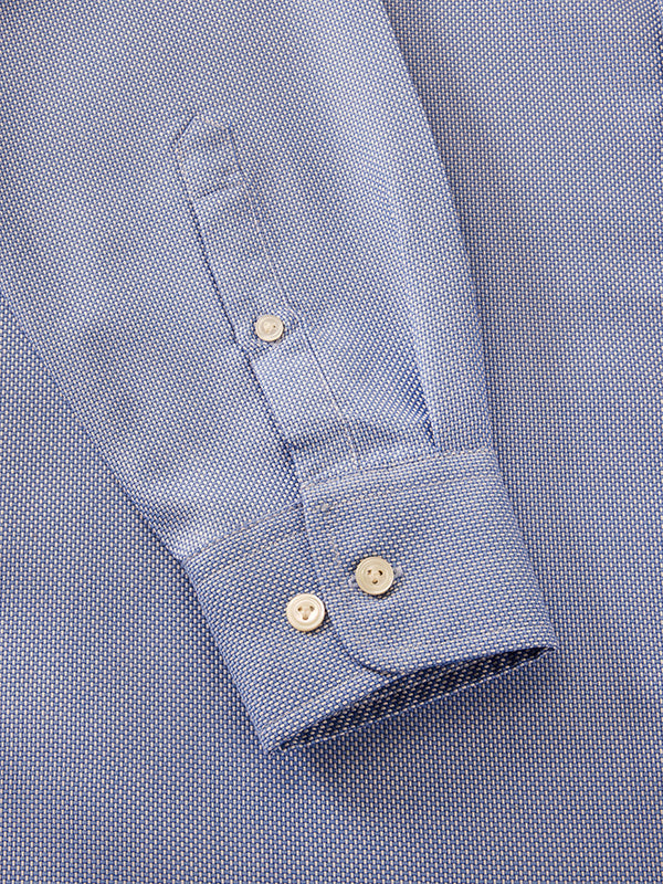 Cione Blue Solid Full Sleeve Single Cuff Tailored Fit Classic Formal Two Ply Mercerized Cotton Without Pocket Shirt