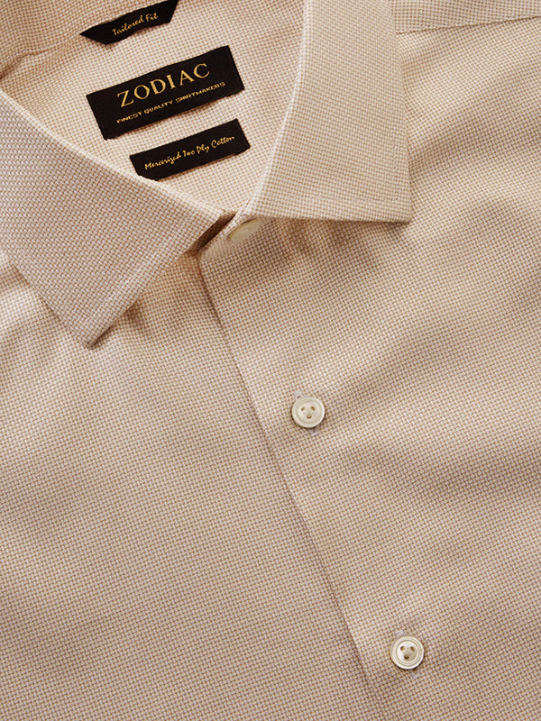Cione Cream Solid Full Sleeve Single Cuff Tailored Fit Classic Formal Two Ply Mercerized Cotton Without Pocket Shirt