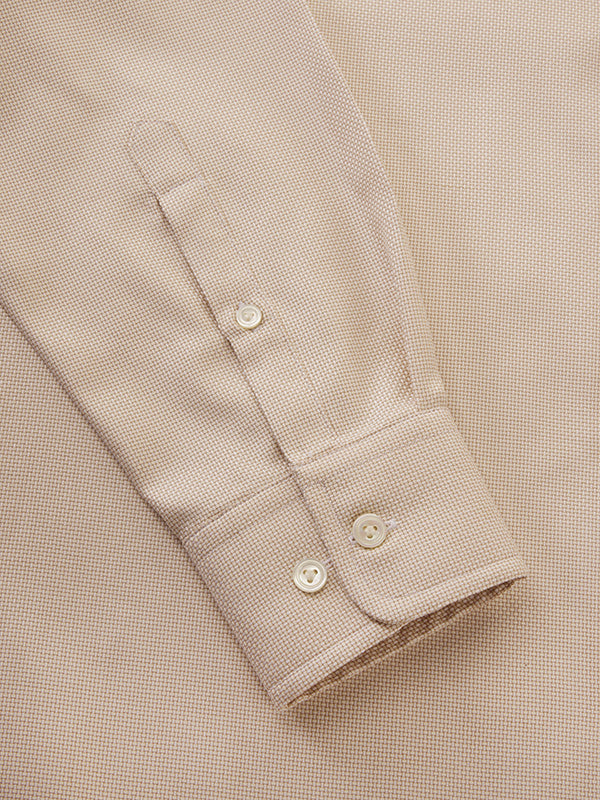 Cione Cream Solid Full Sleeve Single Cuff Tailored Fit Classic Formal Two Ply Mercerized Cotton Without Pocket Shirt