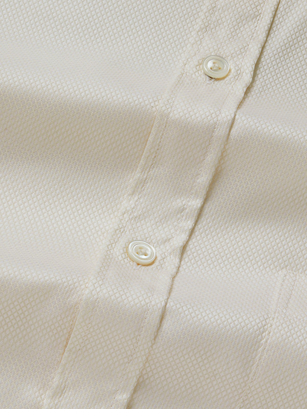 Cione Cream Solid Full Sleeve Double Cuff Classic Fit Classic Formal Two Ply Mercerized Cotton Shirt