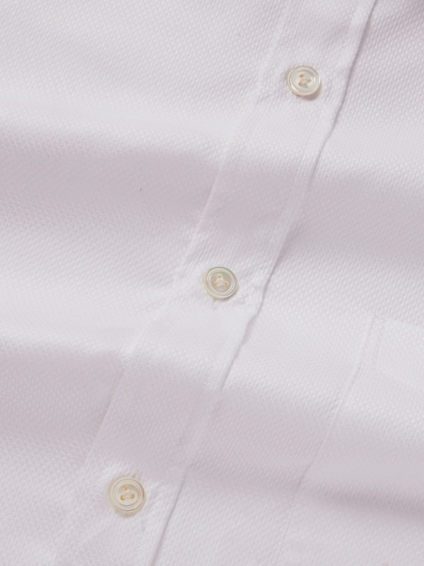 Cione White Solid Full Sleeve Double Cuff Classic Fit Classic Formal Two Ply Mercerized Cotton Shirt