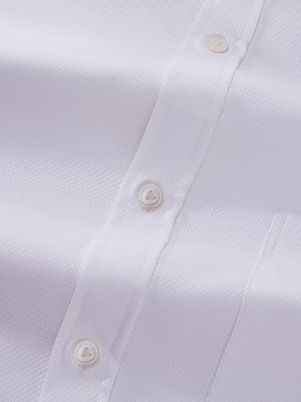 Cione White Solid Half Sleeve Classic Fit Classic Formal Two Ply Mercerized Cotton Shirt
