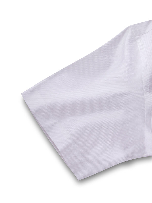 Cione White Solid Half Sleeve Classic Fit Classic Formal Two Ply Mercerized Cotton Shirt
