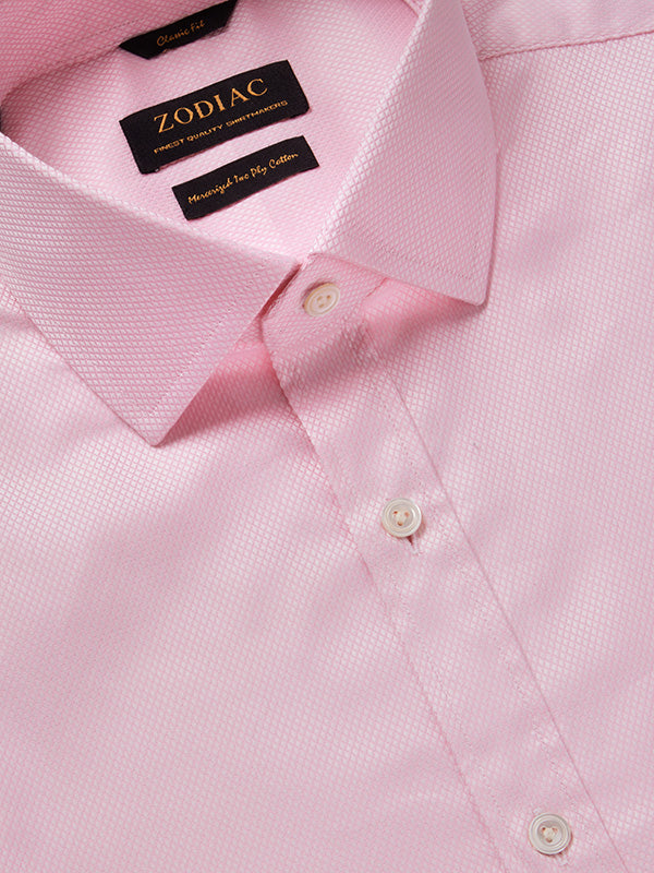 Cione Pink Solid Full Sleeve Single Cuff Classic Fit Classic Formal Two Ply Mercerized Cotton Shirt