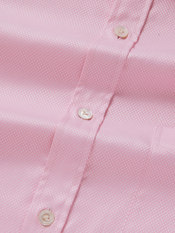 Cione Pink Solid Full Sleeve Single Cuff Classic Fit Classic Formal Two Ply Mercerized Cotton Shirt