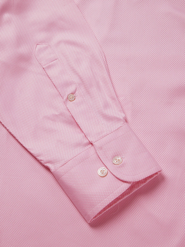 Cione Pink Solid Full Sleeve Single Cuff Classic Fit Classic Formal Two Ply Mercerized Cotton Shirt