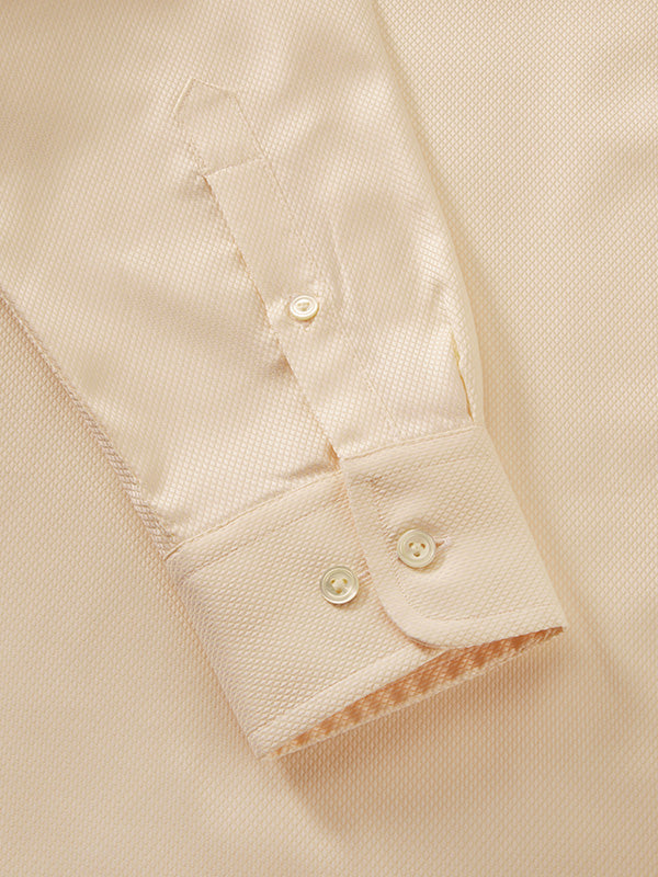 Cione Cream Solid Full Sleeve Single Cuff Tailored Fit Classic Formal Two Ply Mercerized Cotton Without Pocket Shirt