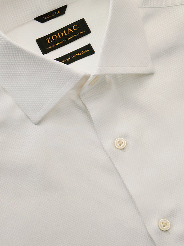 Cione White Solid Full Sleeve Single Cuff Tailored Fit Classic Formal Two Ply Mercerized Cotton Without Pocket Shirt