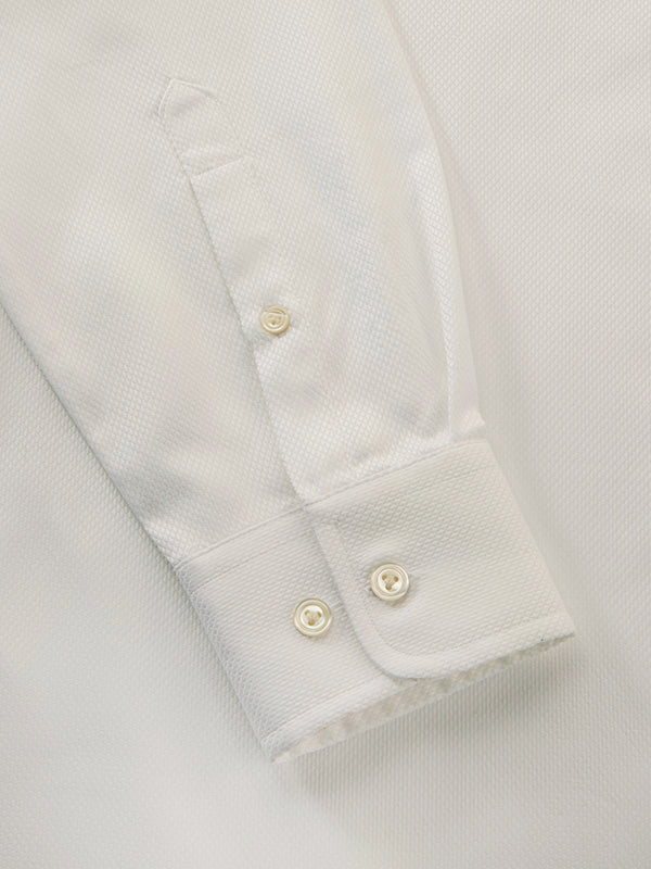Cione White Solid Full Sleeve Single Cuff Tailored Fit Classic Formal Two Ply Mercerized Cotton Without Pocket Shirt