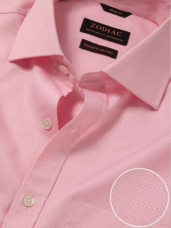 Cione Pink Solid Full Sleeve Double Cuff Classic Fit Classic Formal Two Ply Mercerized Cotton Shirt