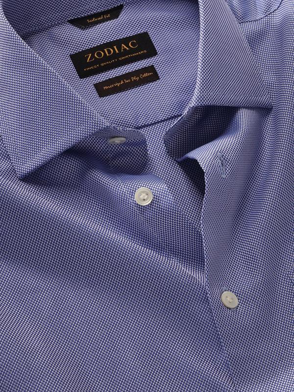 Cione Blue Check Full Sleeve Single Cuff Tailored Fit Classic Formal Two Ply Mercerized Cotton Shirt