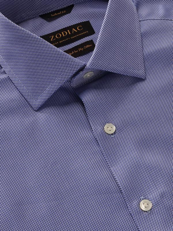 Cione Blue Check Full Sleeve Single Cuff Tailored Fit Classic Formal Two Ply Mercerized Cotton Shirt