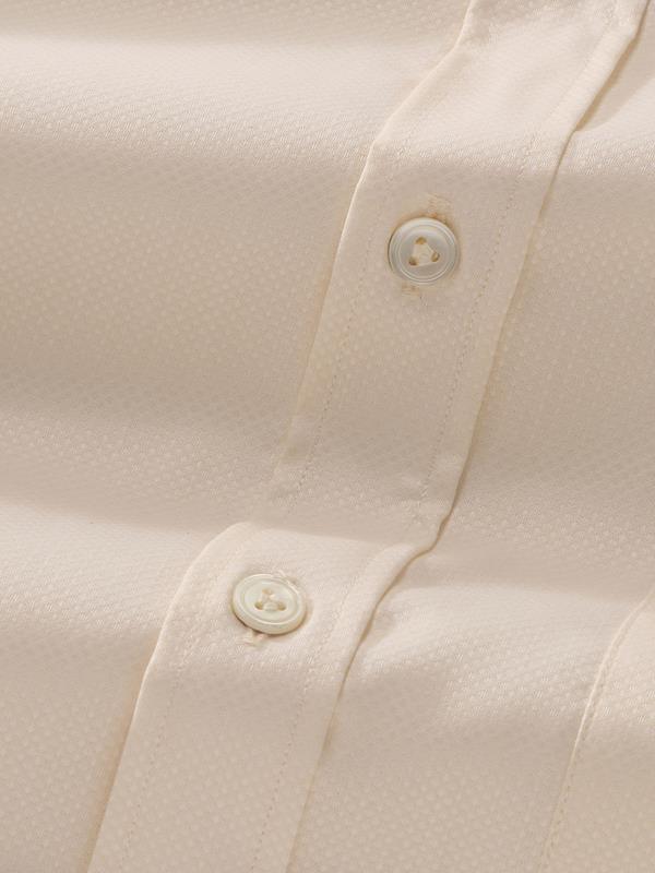 Cione Cream Solid Full Sleeve Single Cuff Classic Fit Classic Formal Two Ply Mercerized Cotton Shirt