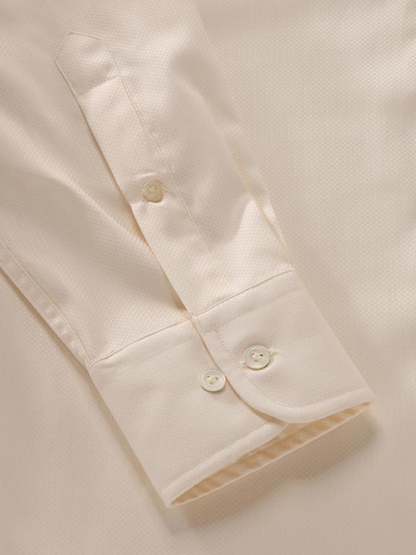 Cione Cream Solid Full Sleeve Single Cuff Classic Fit Classic Formal Two Ply Mercerized Cotton Shirt