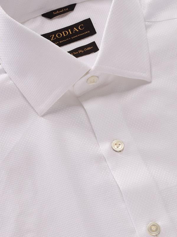 Cione White Solid Full Sleeve Single Cuff Tailored Fit Classic Formal Two Ply Mercerized Cotton Shirt