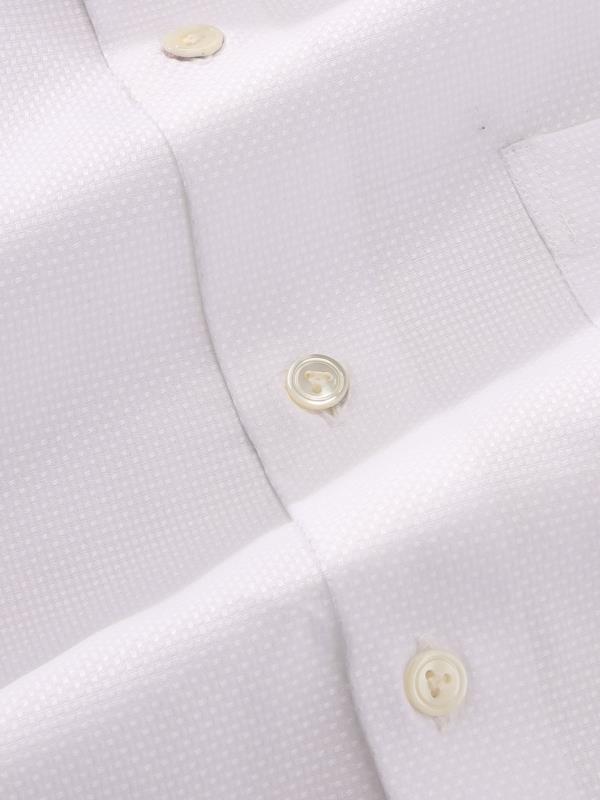 Cione White Solid Full Sleeve Single Cuff Tailored Fit Classic Formal Two Ply Mercerized Cotton Shirt