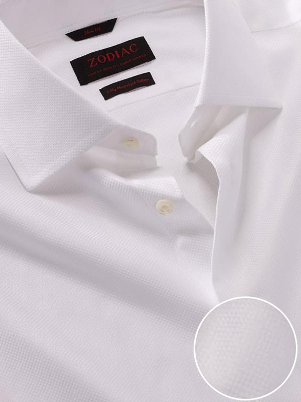 Cione White Solid Full Sleeve Single Cuff Slim Fit Classic Formal Two Ply Mercerized Cotton Shirt