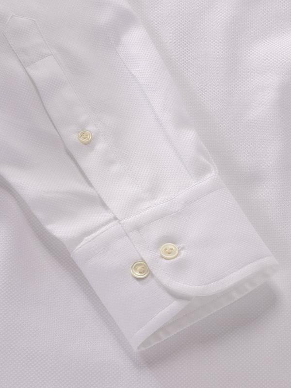 Cione White Solid Full Sleeve Single Cuff Slim Fit Classic Formal Two Ply Mercerized Cotton Shirt