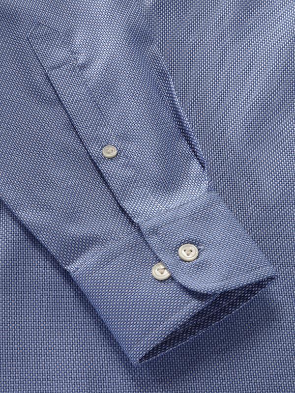 Cione Blue Check Full Sleeve Single Cuff Tailored Fit Classic Formal Two Ply Mercerized Cotton Shirt