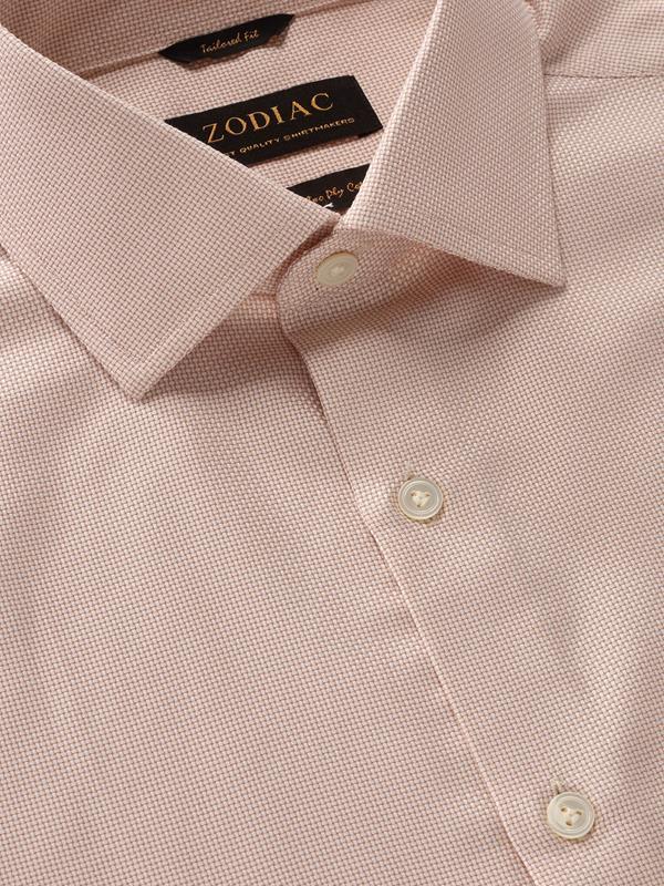 Cione Cream Check Full Sleeve Single Cuff Tailored Fit Classic Formal Two Ply Mercerized Cotton Shirt